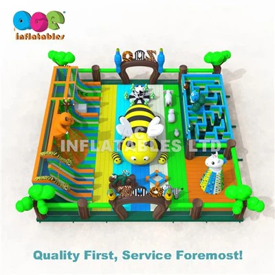 25x25m দৈত্য চিড়িয়াখানা ইনফ্ল্যাটেবল পার্ক